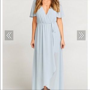 Show Me Your Mumu Sophia Wrap Dress XL Steel Blue